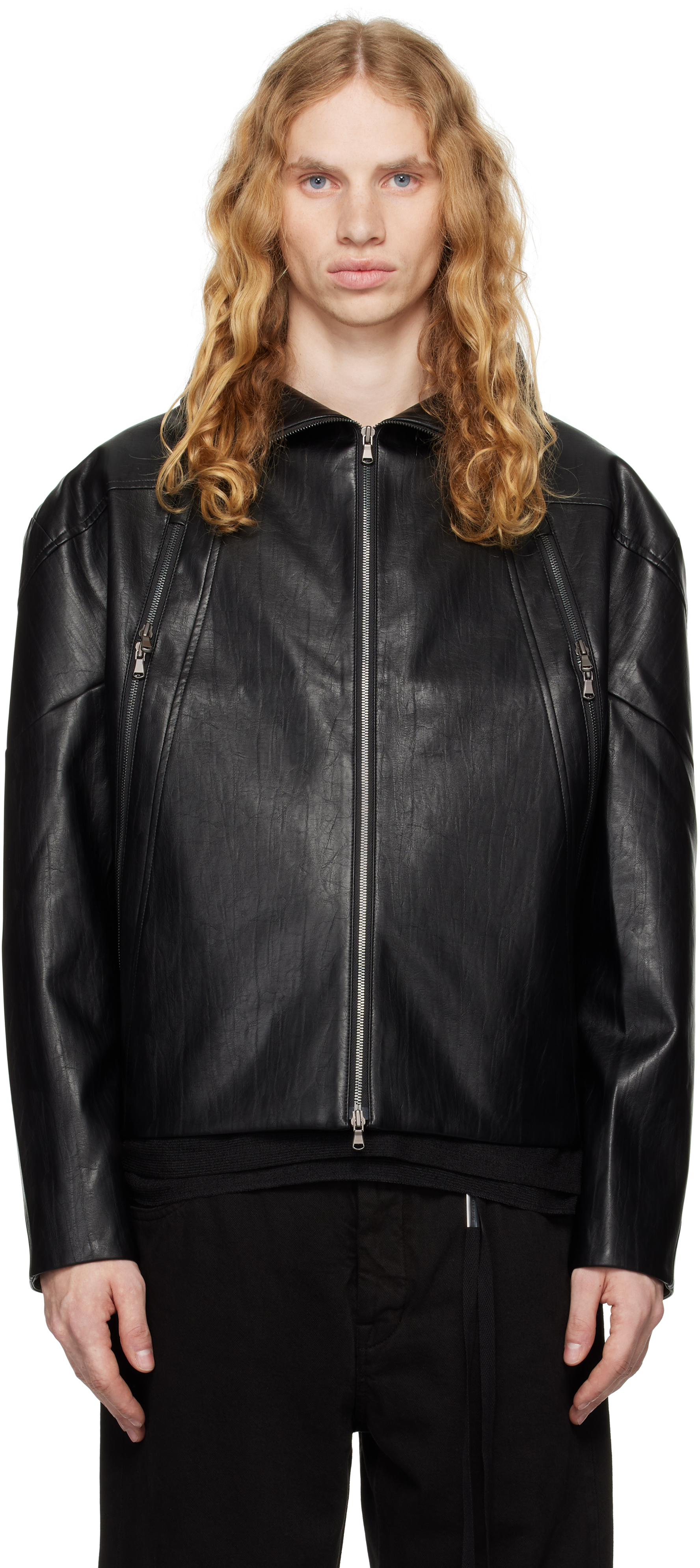 Shop Carnet-archive Black Nail Faux Leather Jacket