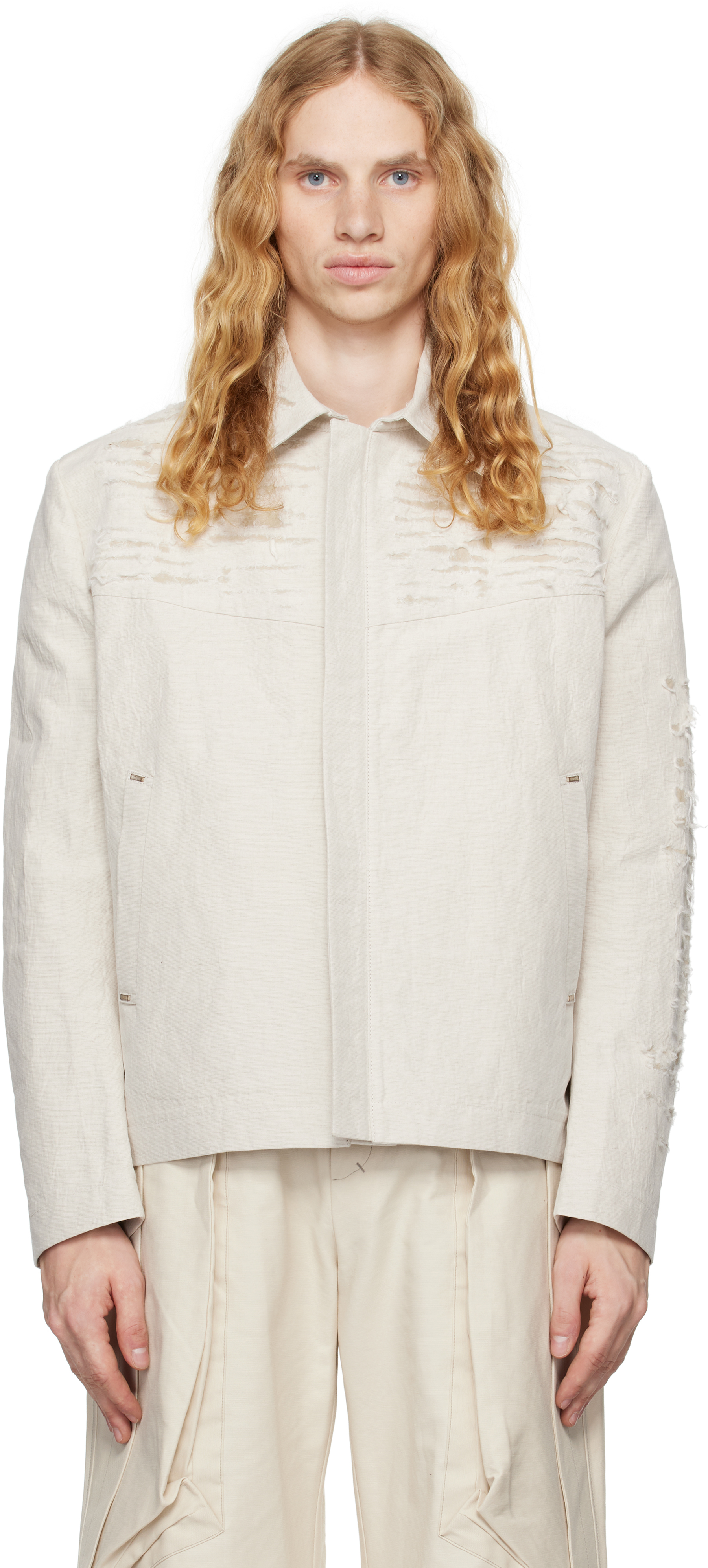 Shop Carnet-archive Off-white Distressed Wall Jacket In Ivory