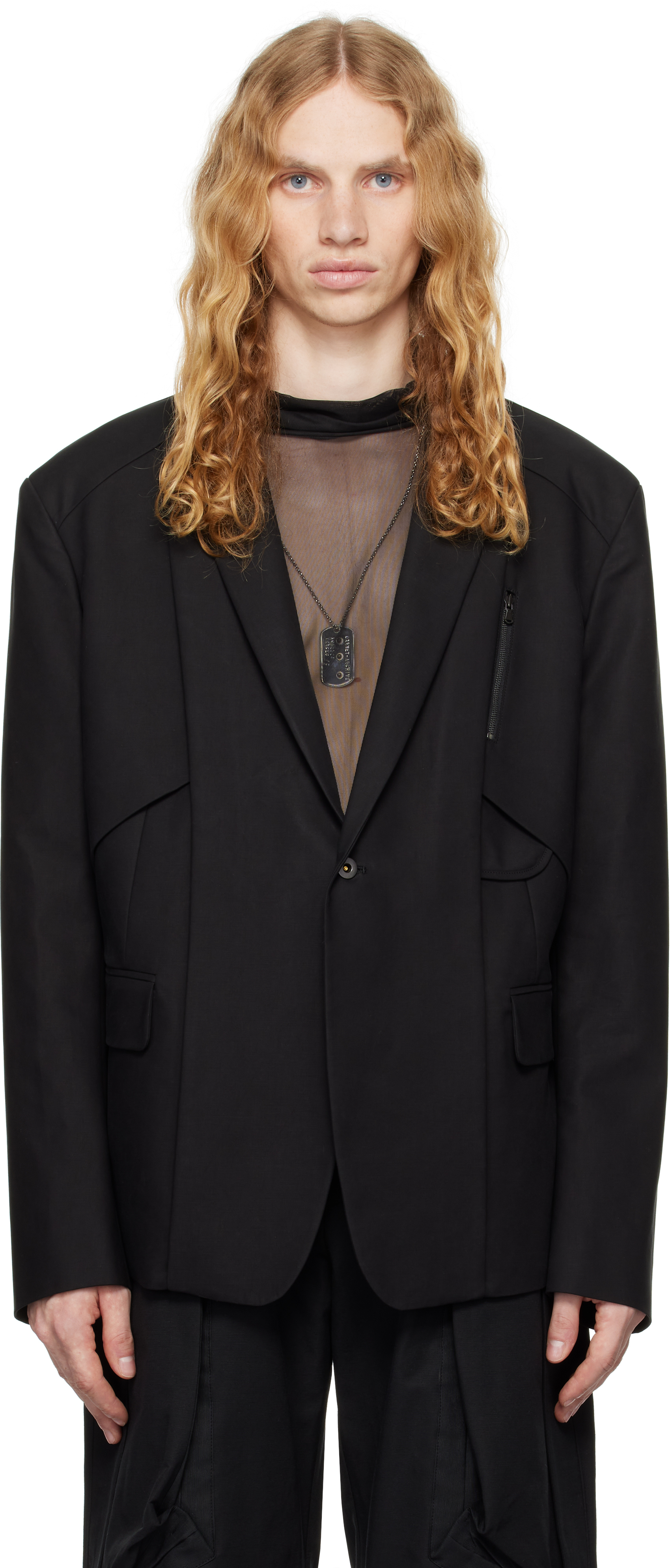 Shop Carnet-archive Black Architectural Tailored Blazer