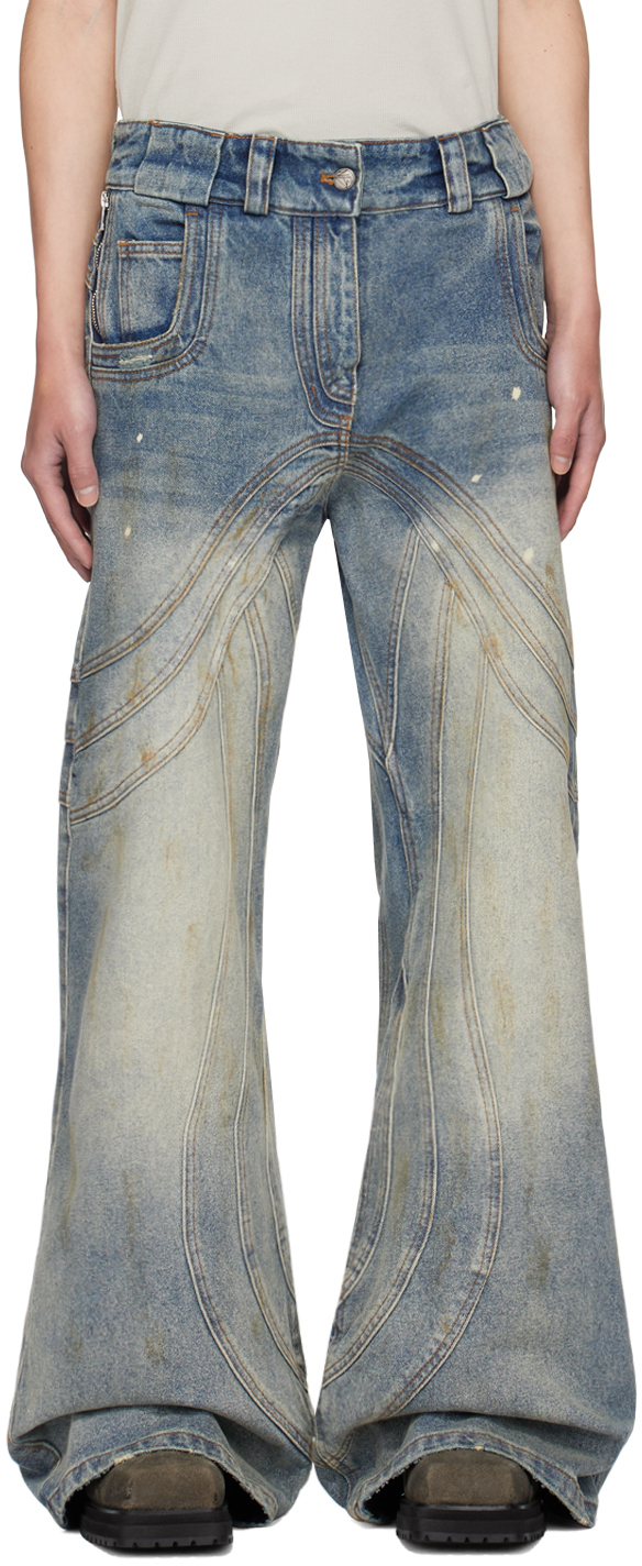 Shop No/faith Studios Blue Wave Jeans In Light Blue