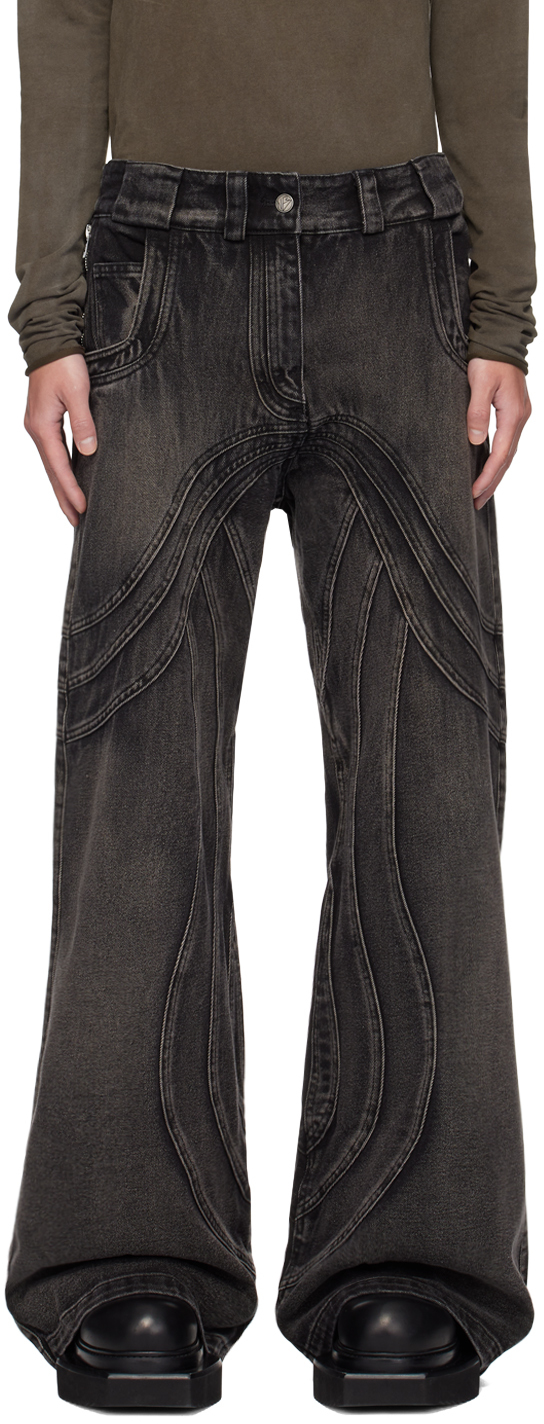 Black Wave Jeans by NO/FAITH STUDIOS on Sale