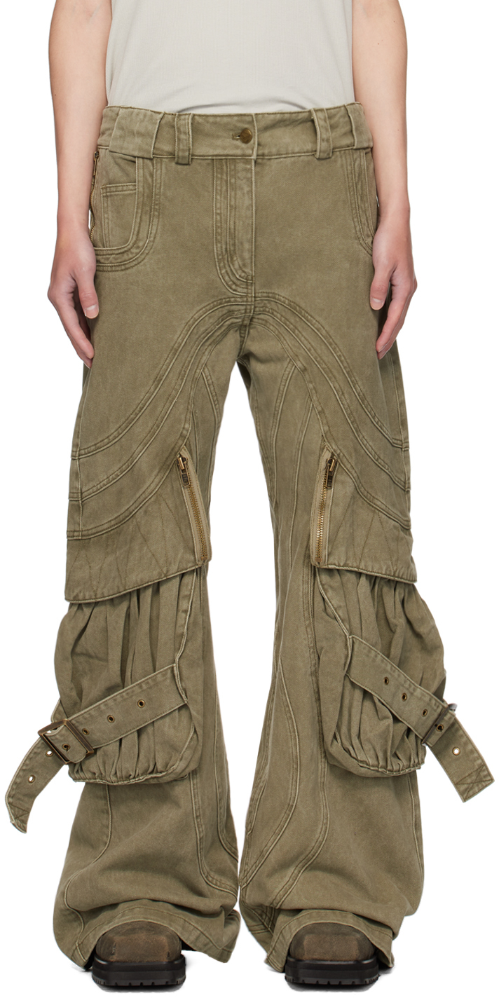 Green Wave Denim Cargo Pants