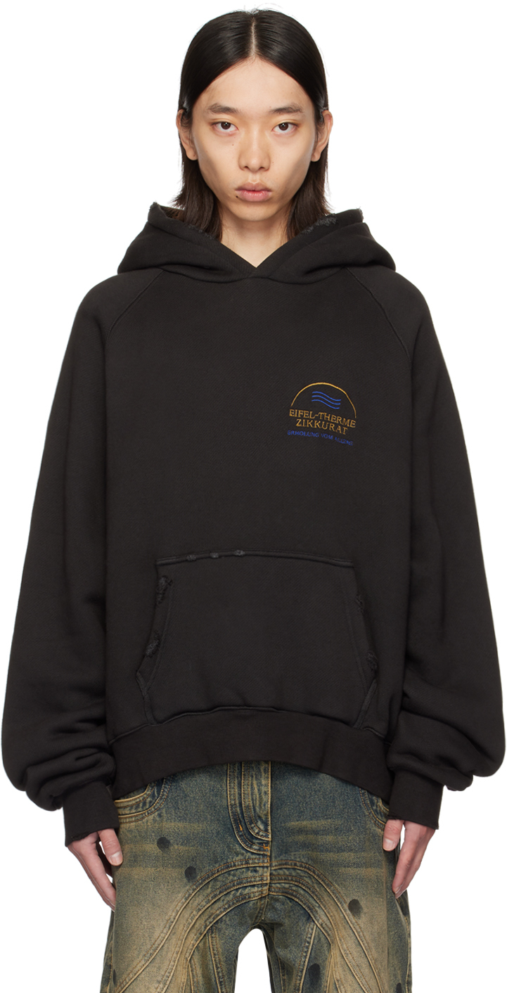 Shop No/faith Studios Ssense Exclusive Black 'eifel-therme' Hoodie