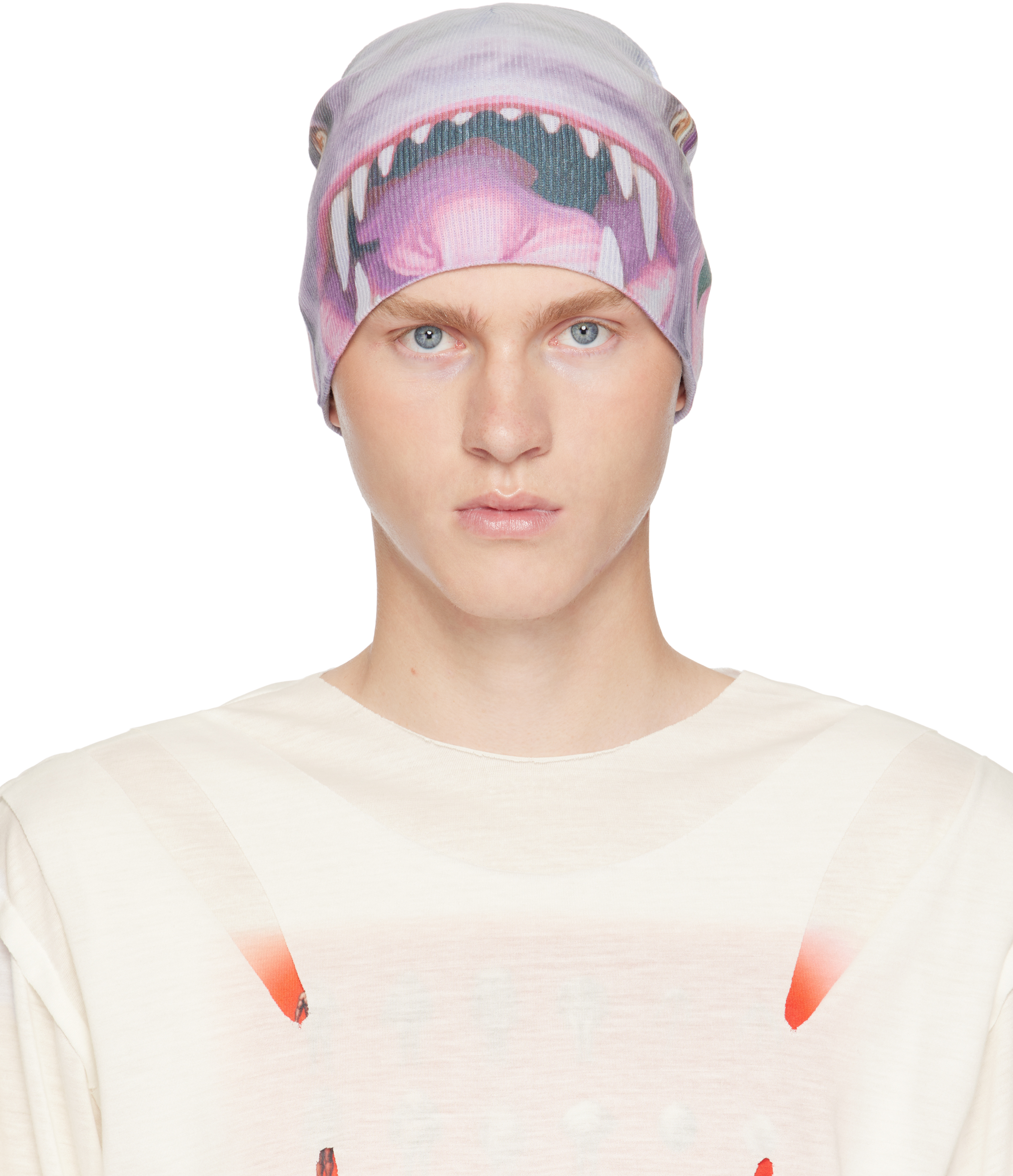 Shop Yaku Gray Bug-eyed Creep Beanie In Multi/grey