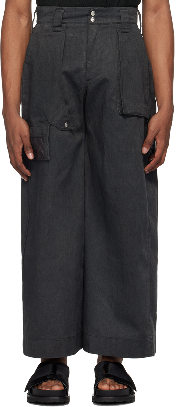 Shop Yaku Ssense Exclusive Gray Cargo Pants In Charcoal