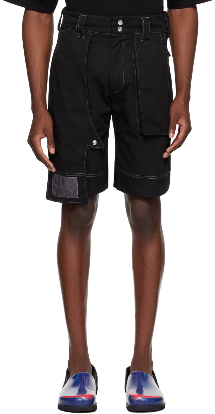 Black 7-Poc Denim Shorts