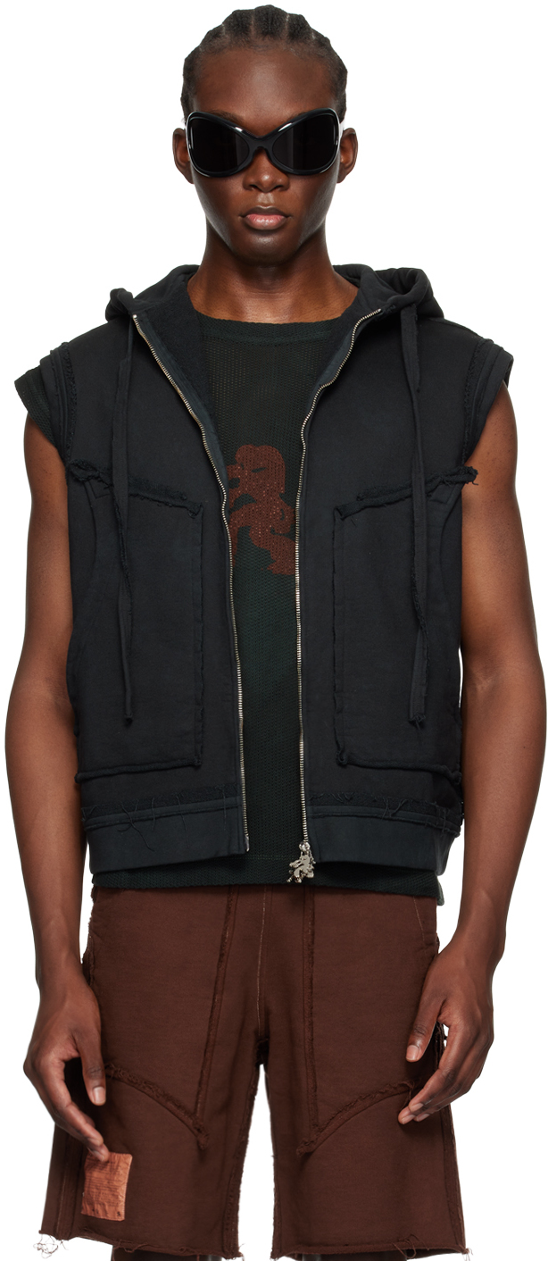 Brown sleeveless hoodie on sale