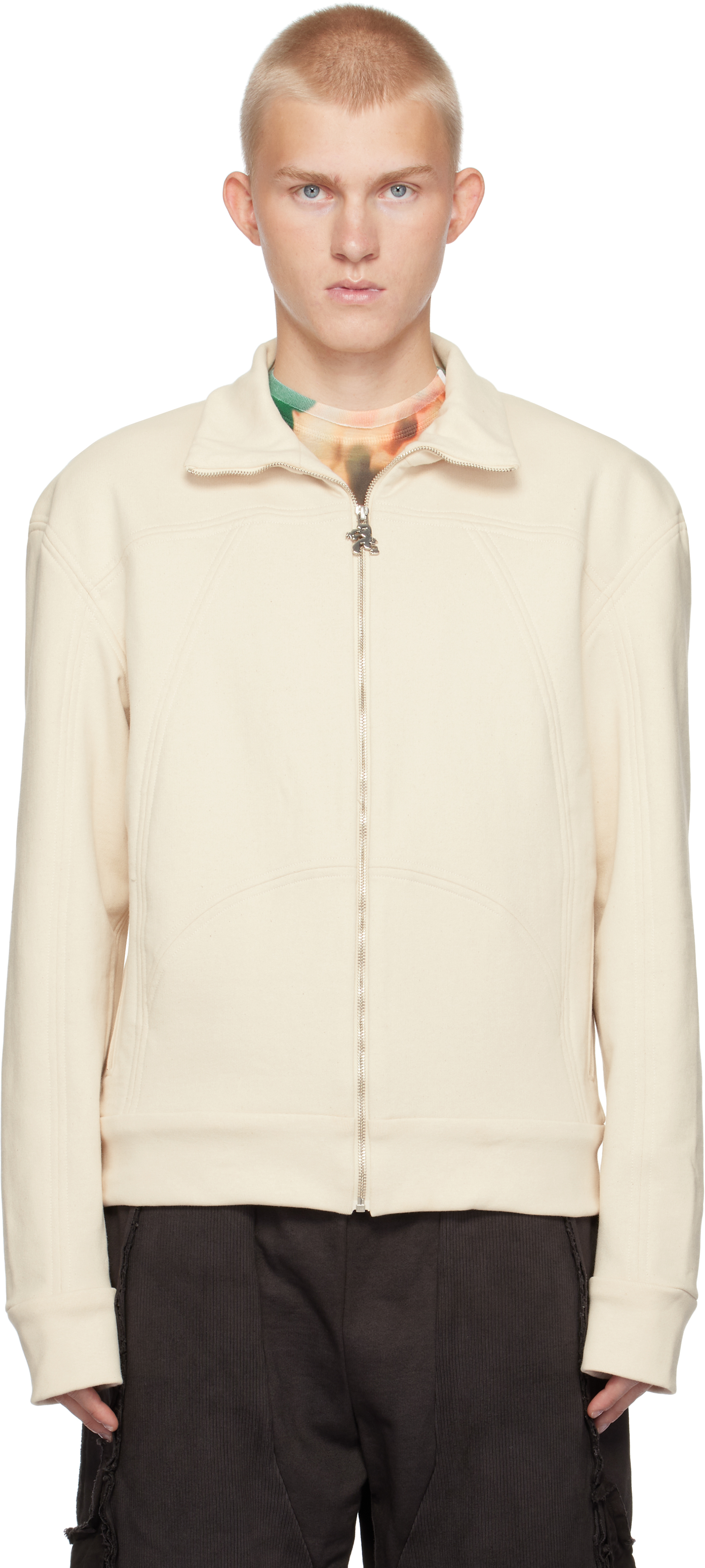 Shop Yaku Ssense Exclusive Beige Undyed Lorrelle Zip-up Jacket In Greige