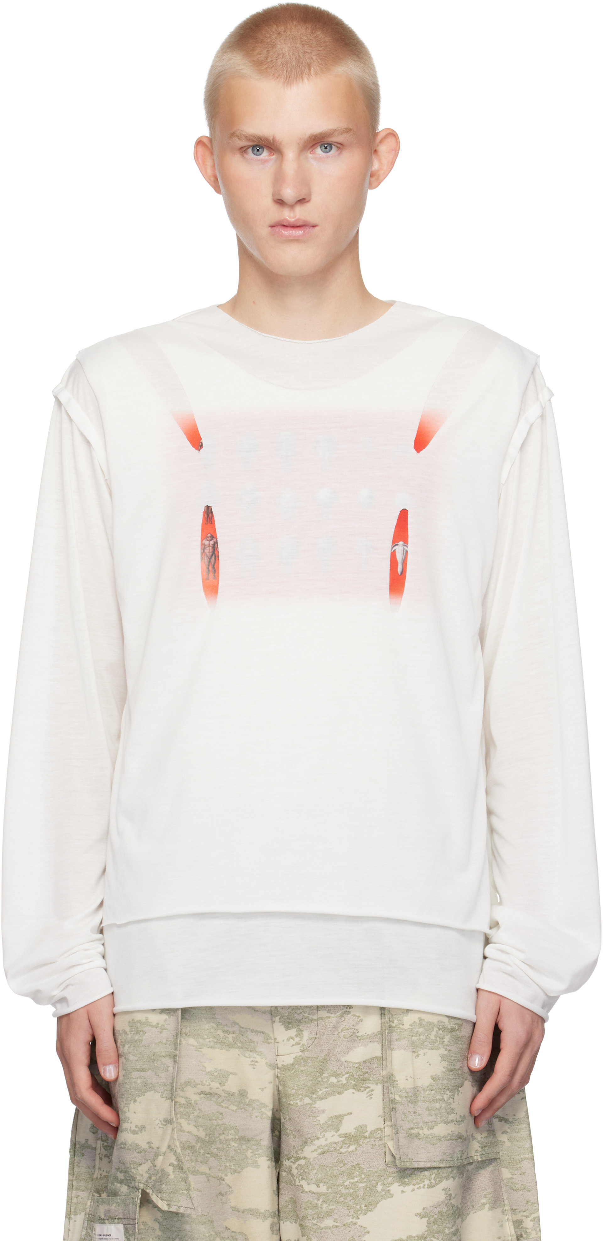 【関税込み】YAKU ホワイト De-Evolution Vested Tシャツ YAKUのホワイト De-Evolution Vested Tシャツがセール中
