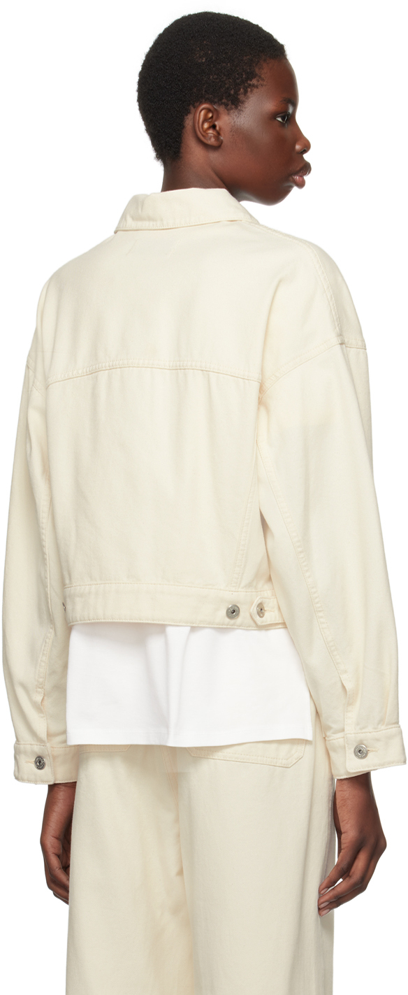 Weekend Max Mara Off-white Short Denim Jacket In 001 Ecru