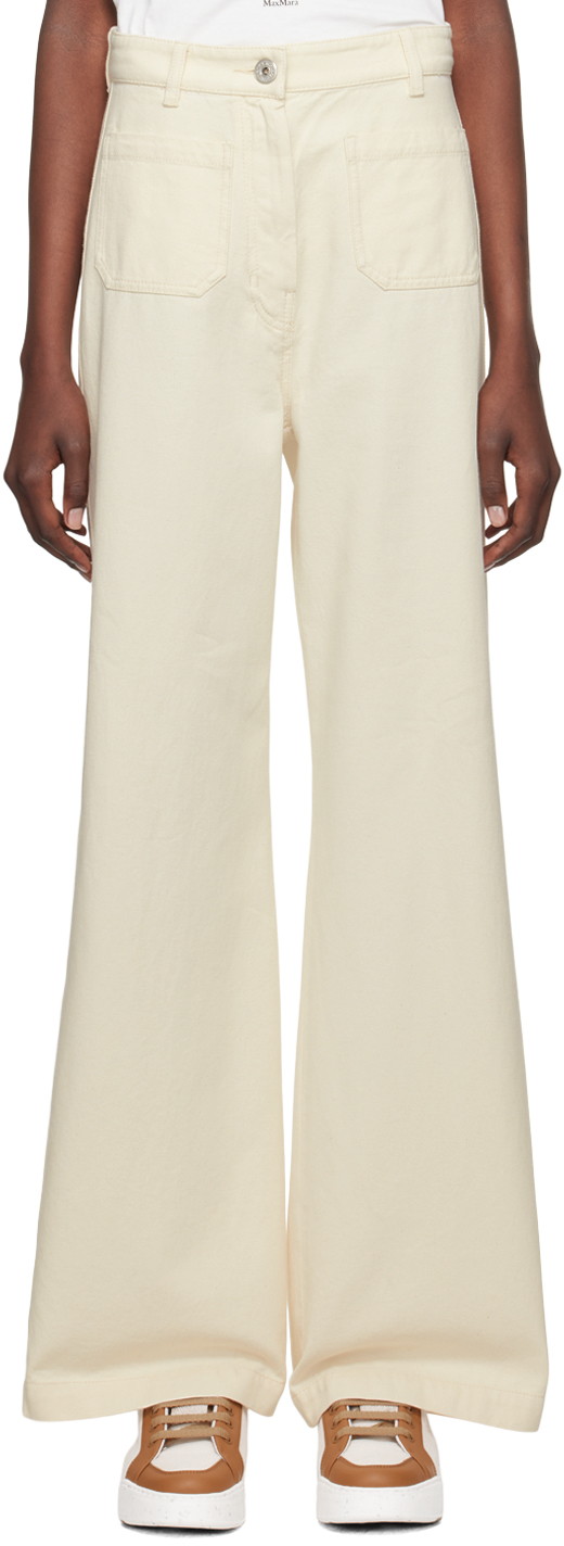 Shop Weekend Max Mara Off-white Wide Jeans In 001 White