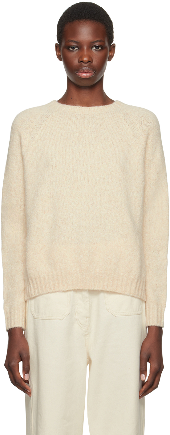 Shop Weekend Max Mara Off-white Crewneck Sweater In 014 Ecru