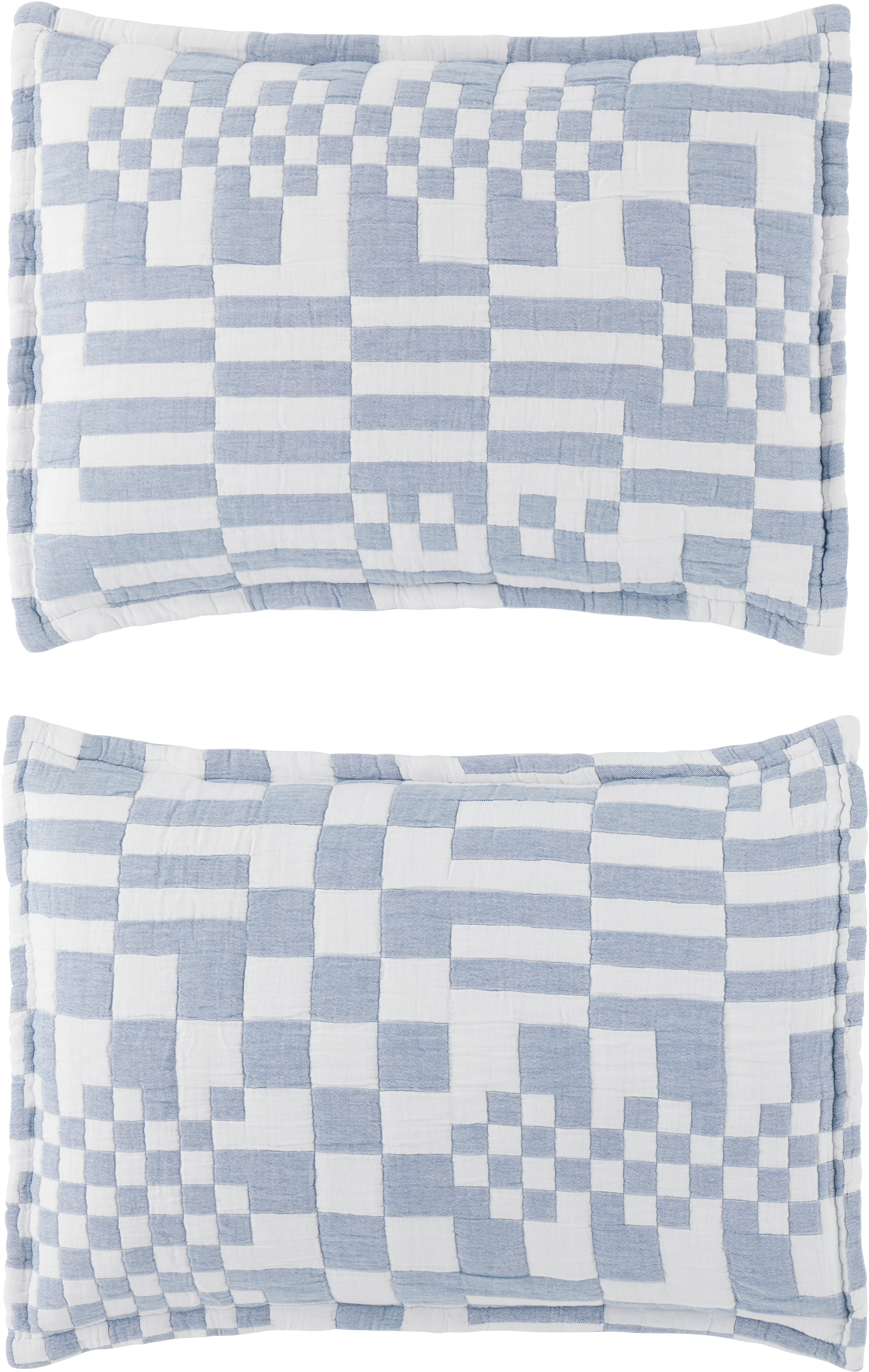 Dusen Dusen White & Navy Check Bed Set, Full/queen In Navy Check