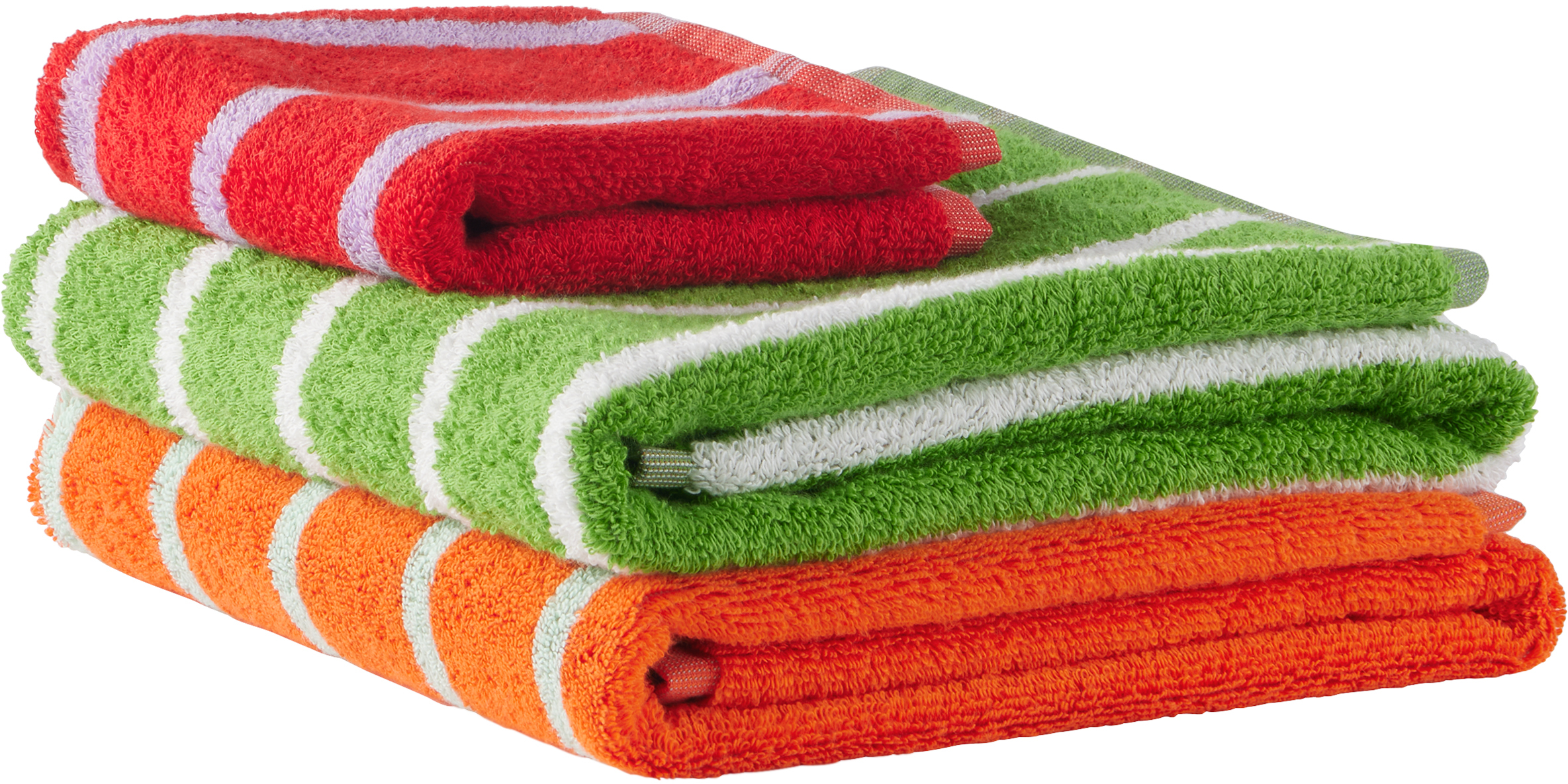 Dusen Dusen Multicolor House Stripe Towel Set, 3 Pcs In Multi