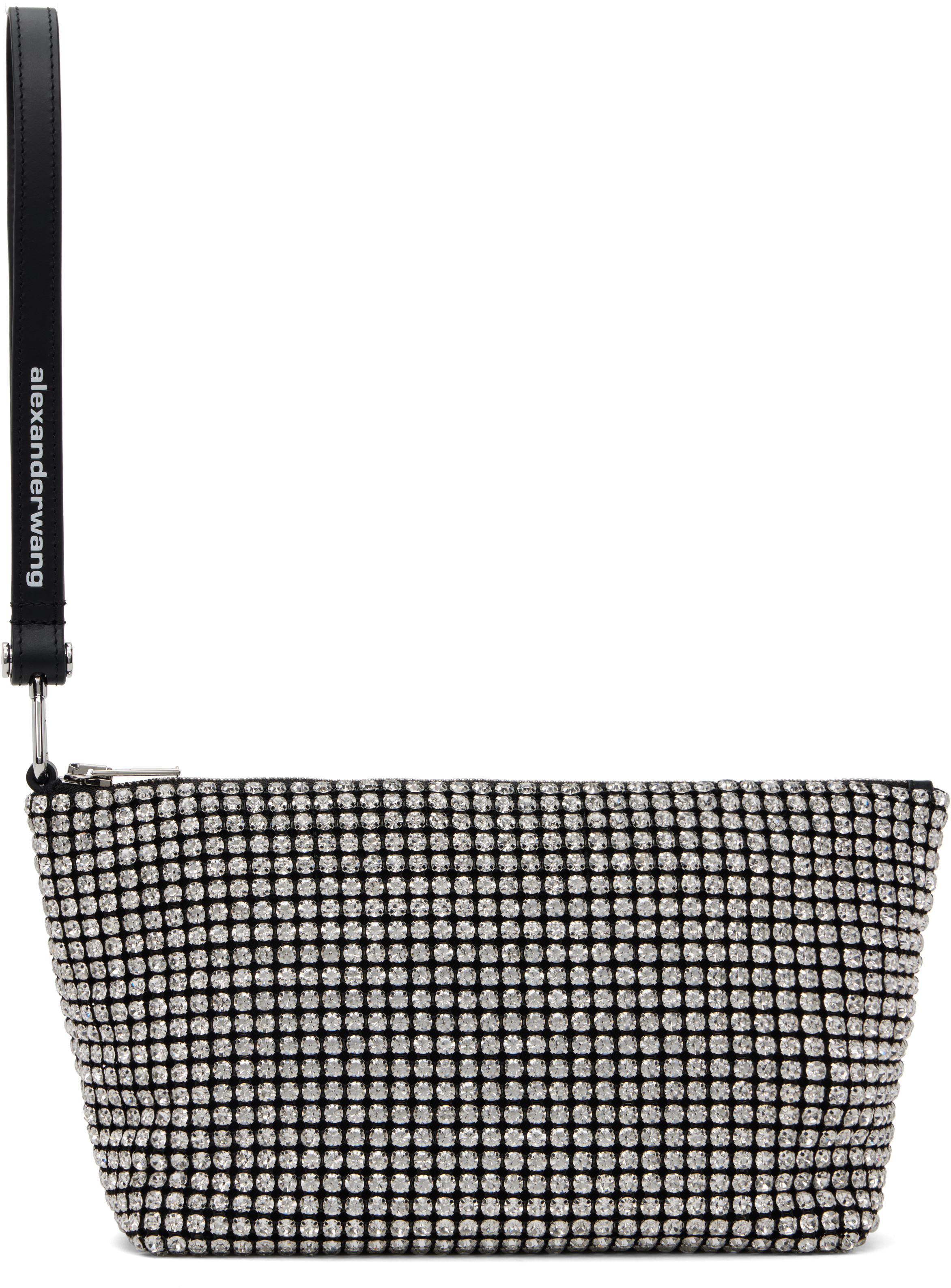 Shop Alexander Wang Silver Heiress Wristlet Pouch In White