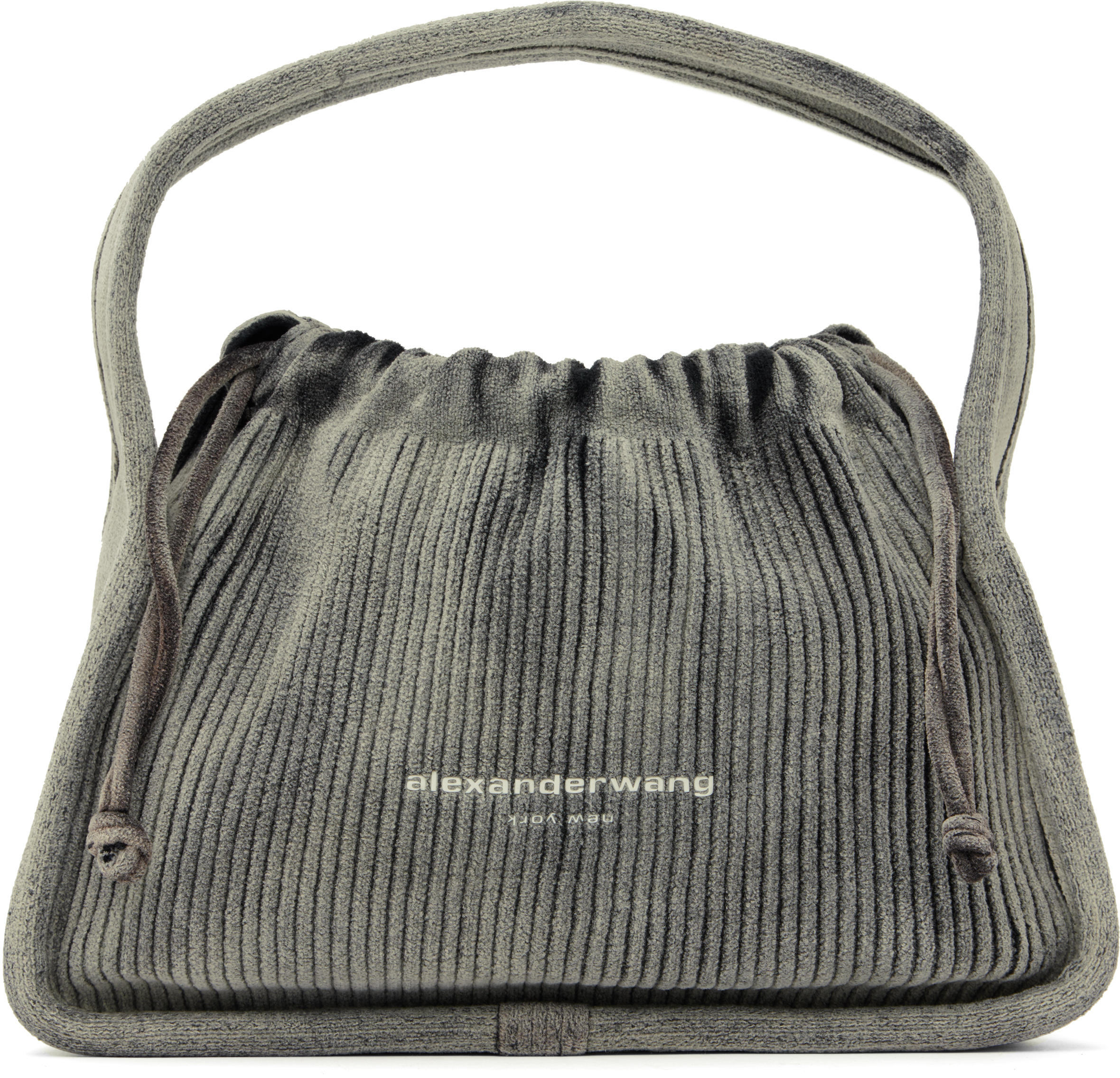 Shop Alexander Wang Gray Ryan Small Bag In Asphalt/black