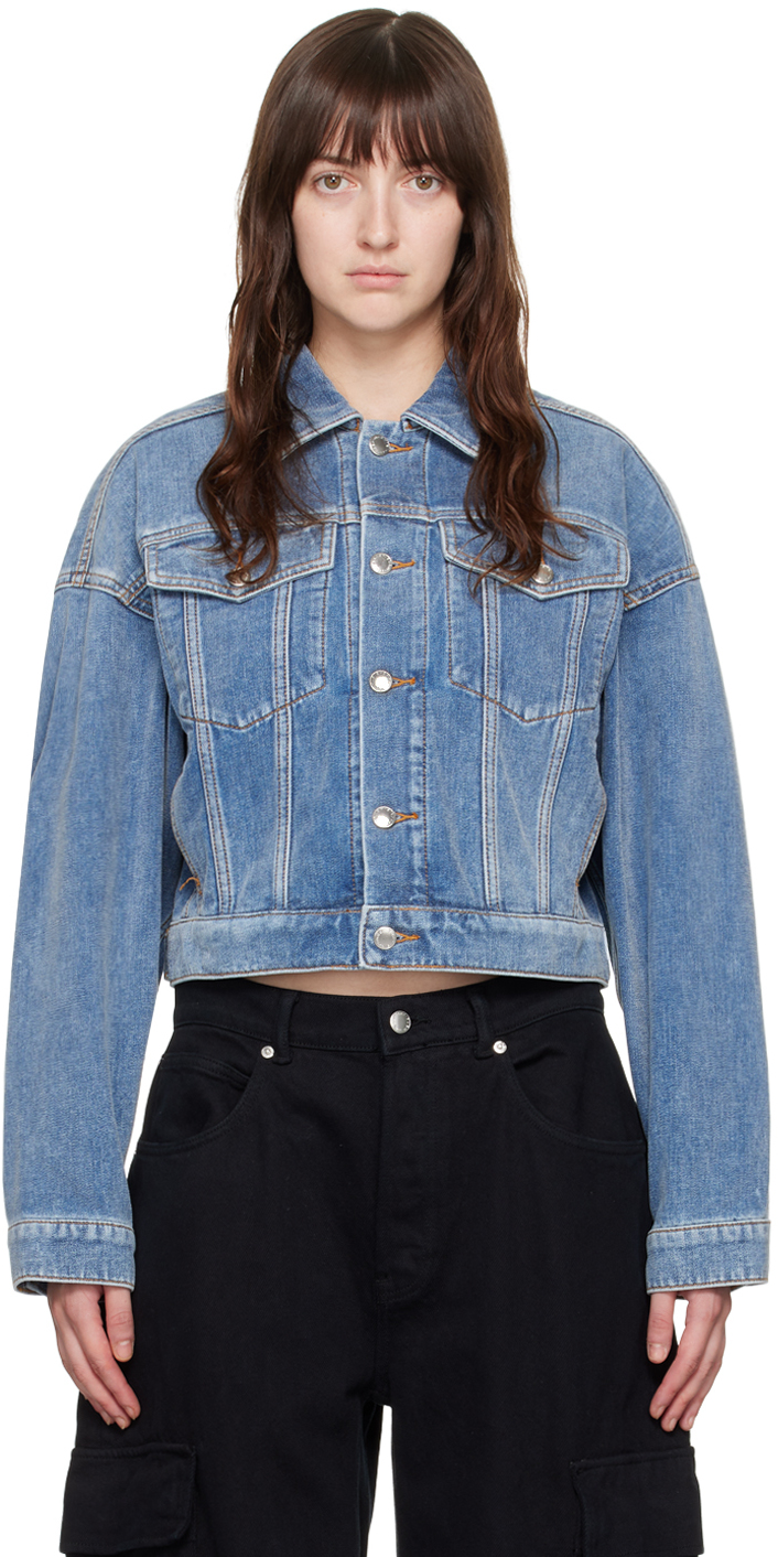 Shop Alexander Wang Blue Oversized Denim Jacket In Washed Light Blue