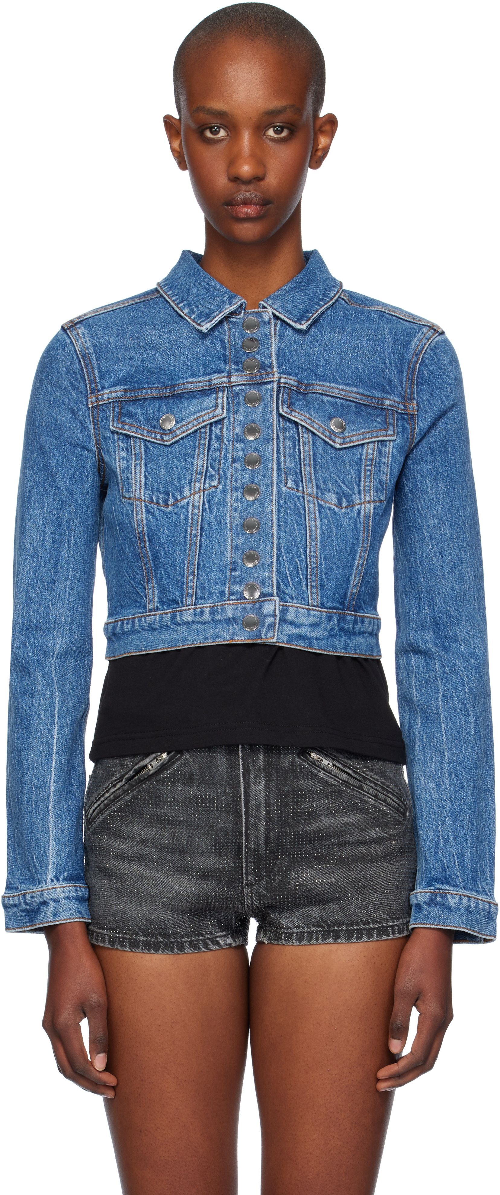 Blue Cropped Trucker Denim Jacket