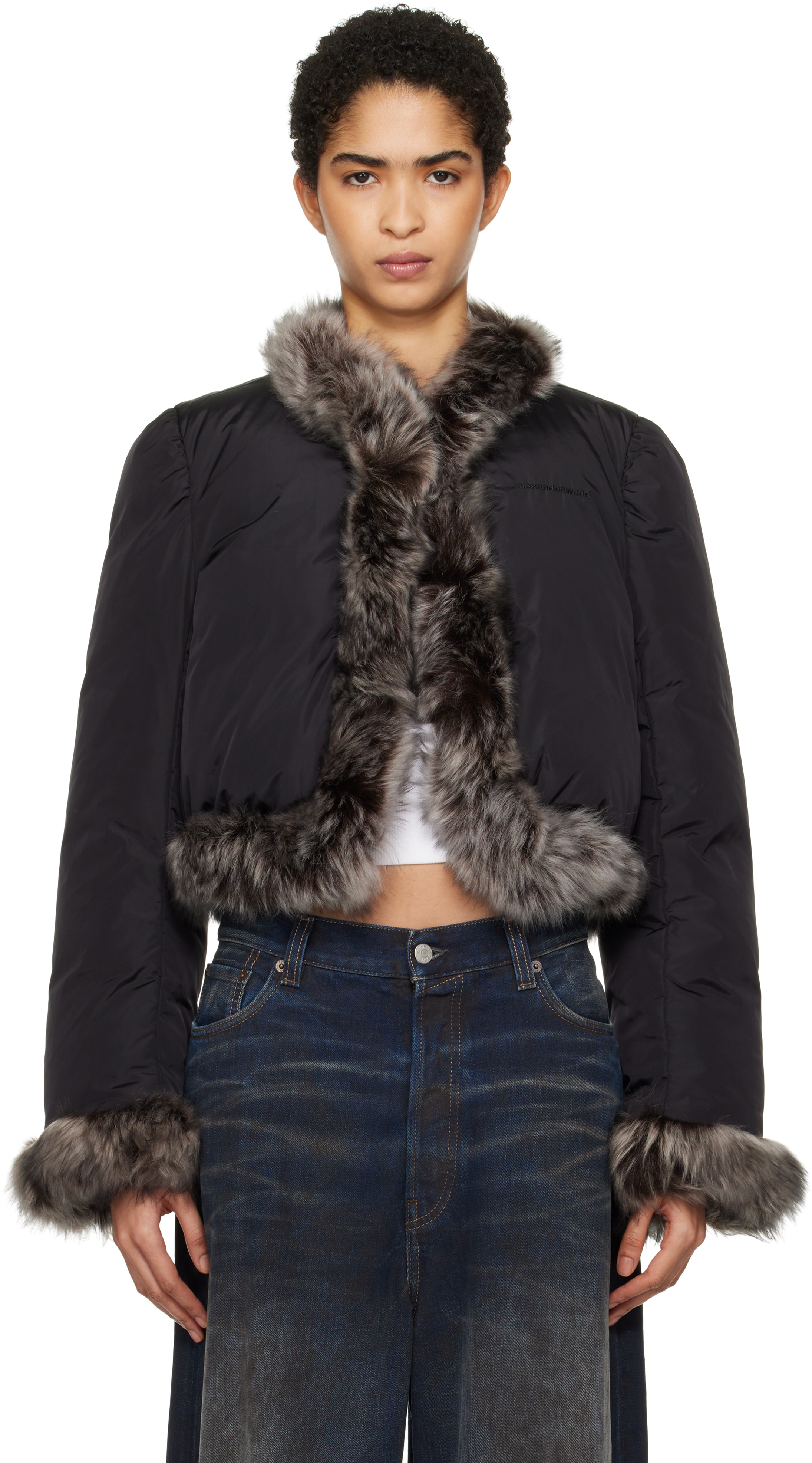 Black Fur Trim Down Jacket