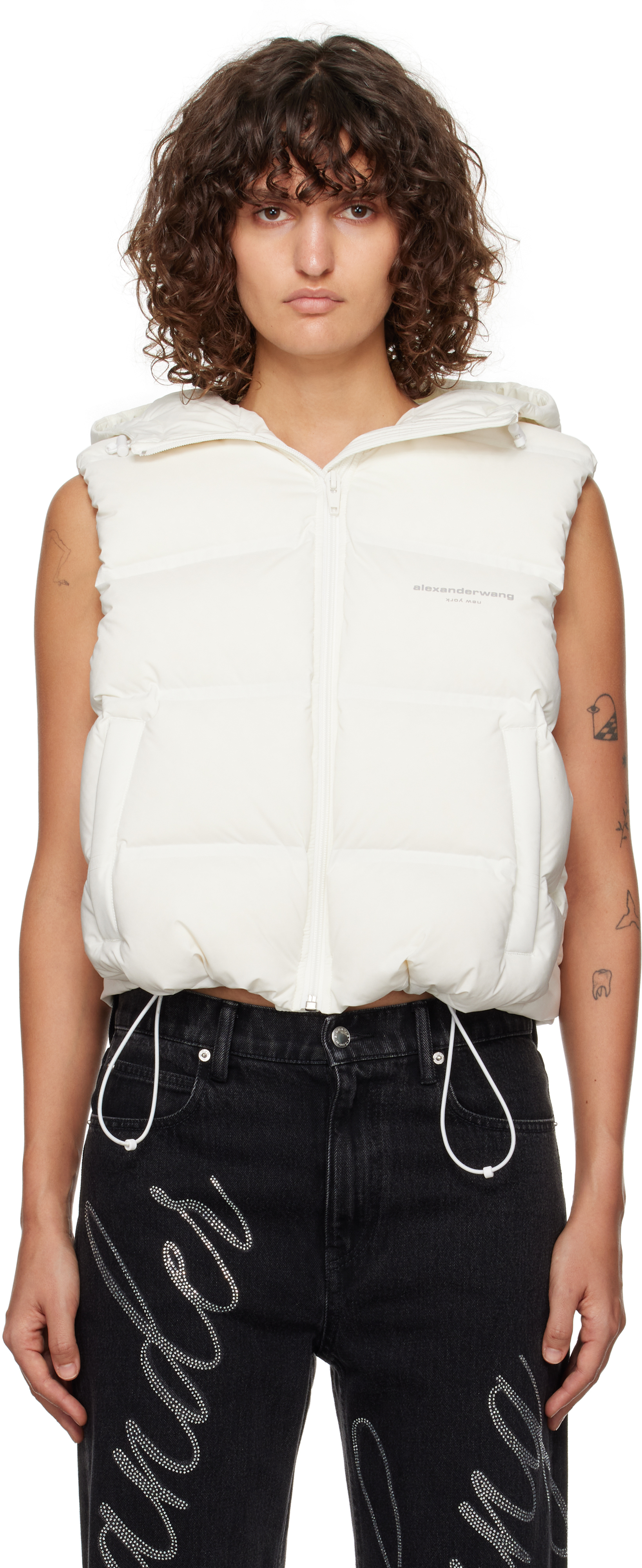 Off-White Cropped Hooded Down Vest