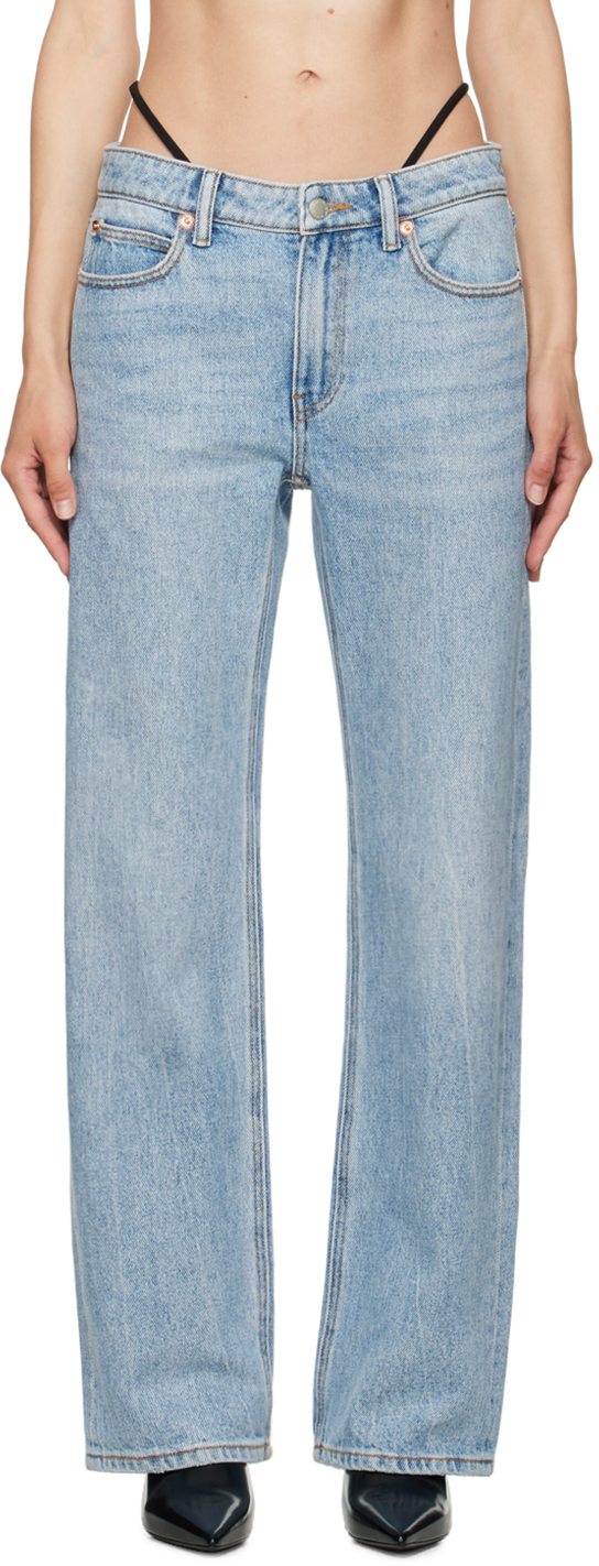 【Alexander Wang】Pre-Styled ミッドライズ ソング ジーンズ Alexander Wangのブルー Pre-Styled ミッドライズ ロゴ ソング