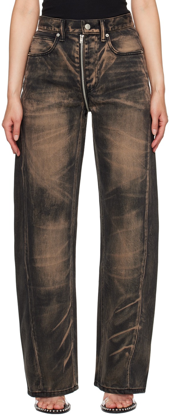 ALEXANDER WANG BROWN LOW-RISE BALLOON JEANS