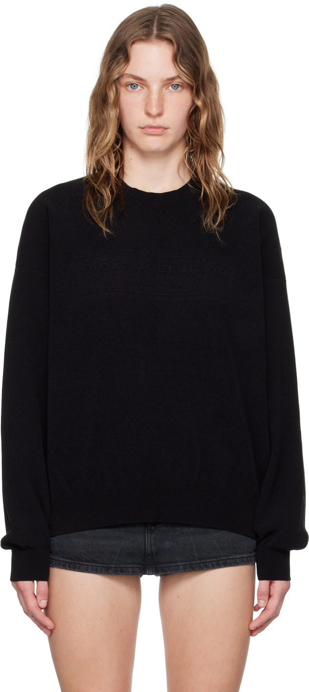Shop Alexander Wang Black Embossed-logo Sweater In Black 001