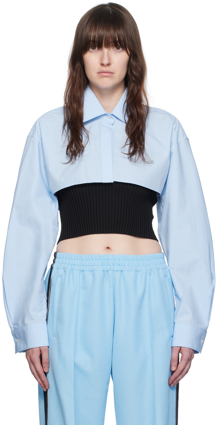 Shop Alexander Wang Black & Blue Pre-styled Twinset Shirt In Black/blue 986