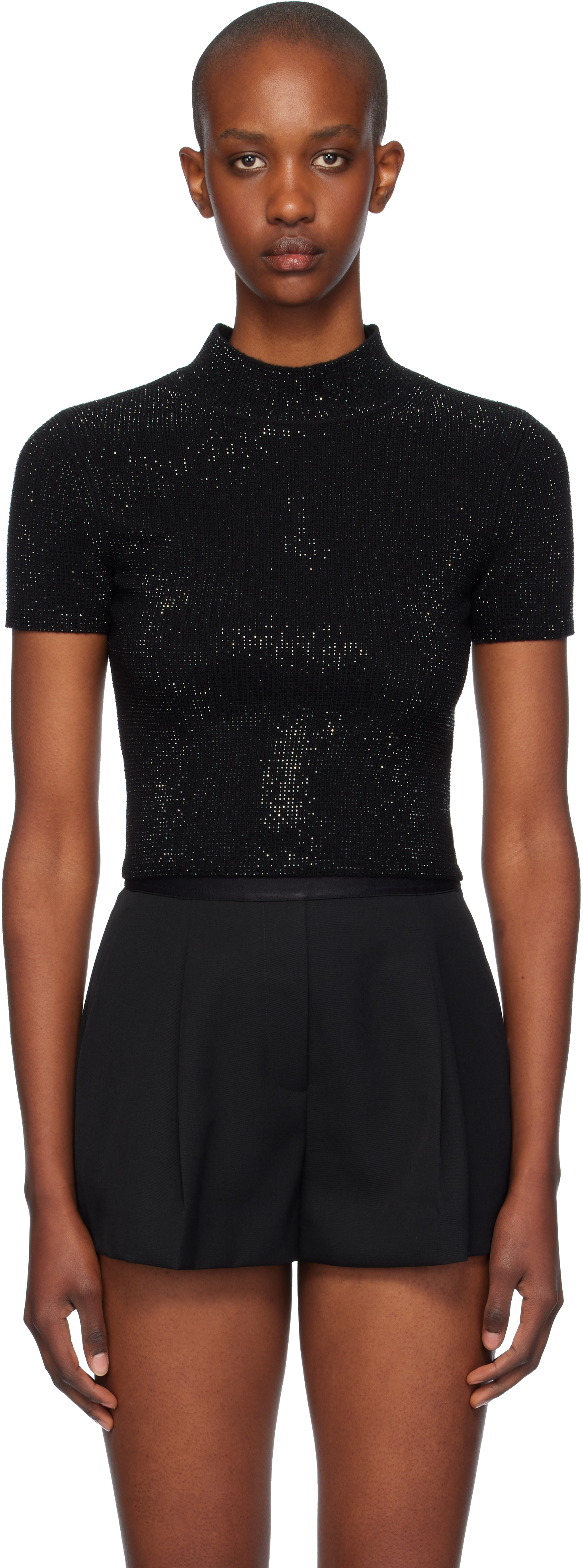 Shop Alexander Wang Black Crystal Hotfix T-shirt