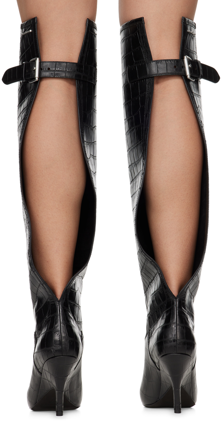 Alexander Wang Black Diablo Open Back Boots In Black