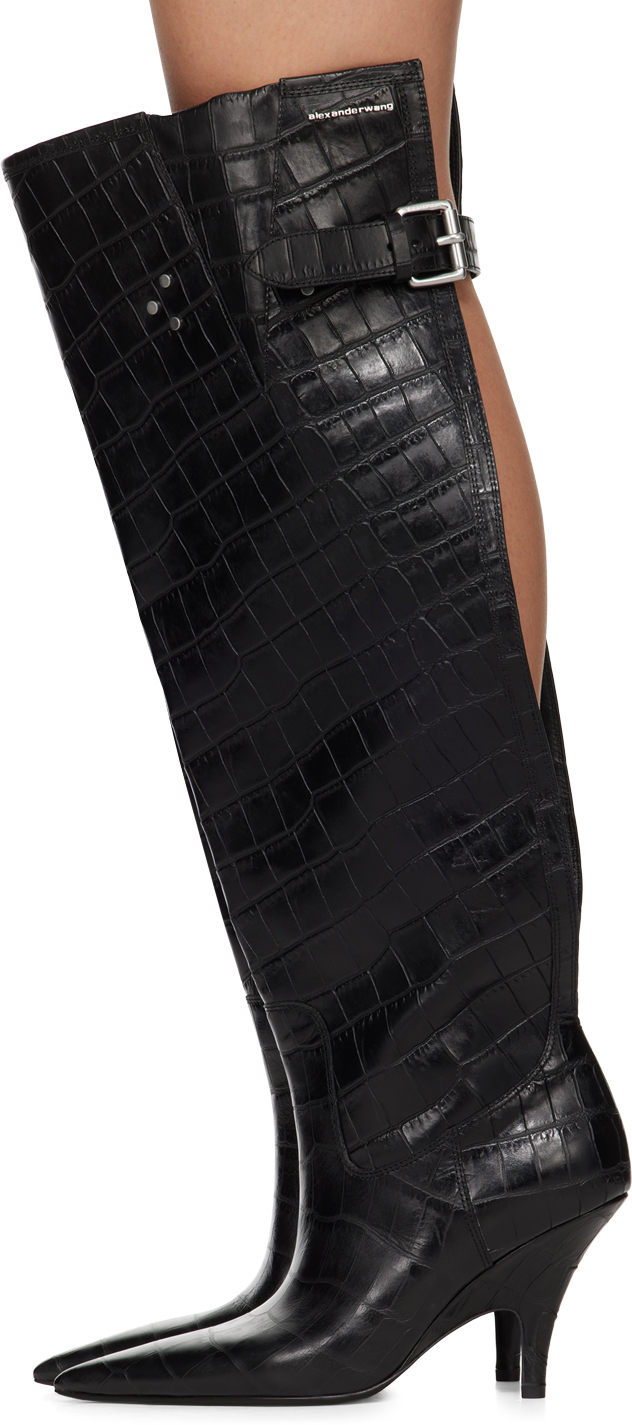Alexander Wang Black Diablo Open Back Boots In Black