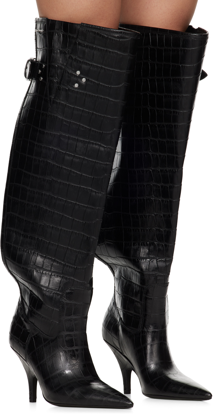 Alexander Wang Black Diablo Open Back Boots In Black