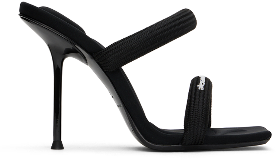 Black Julie 105mm Nylon Tubular Heeled Sandals