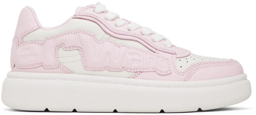 Pink & Off-White Puff Pebble Leather Sneakers
