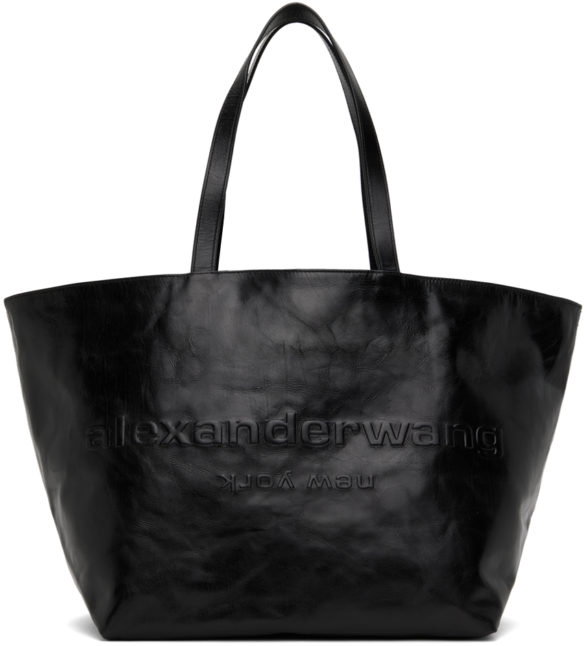Black Punch Leather Tote