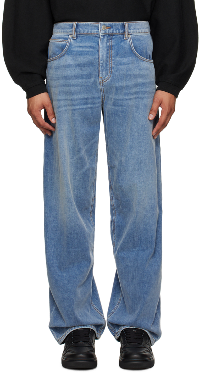 Alexander Wang: Blue High-Rise Ballon Jeans | SSENSE