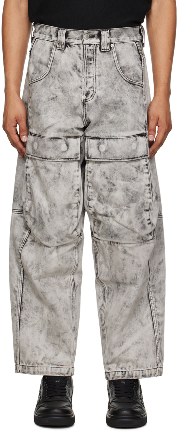 Gray Trompe L'ail Leather Effect Cargo Pants