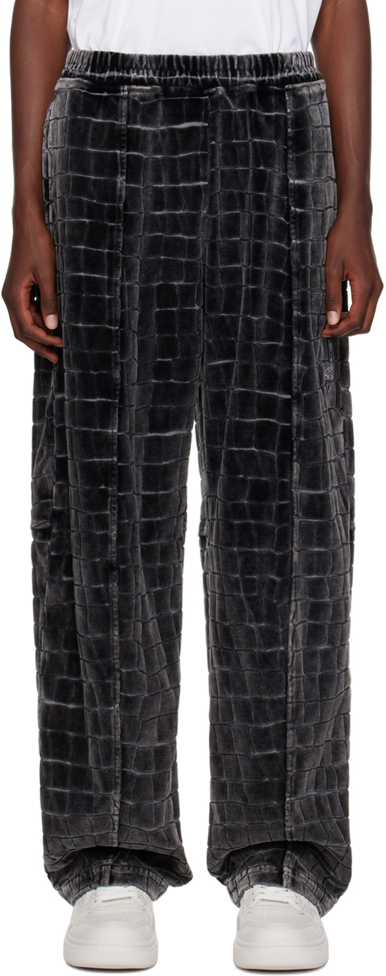 ALEXANDER WANG GRAY CROCODILE JACQUARD TRACK PANTS 