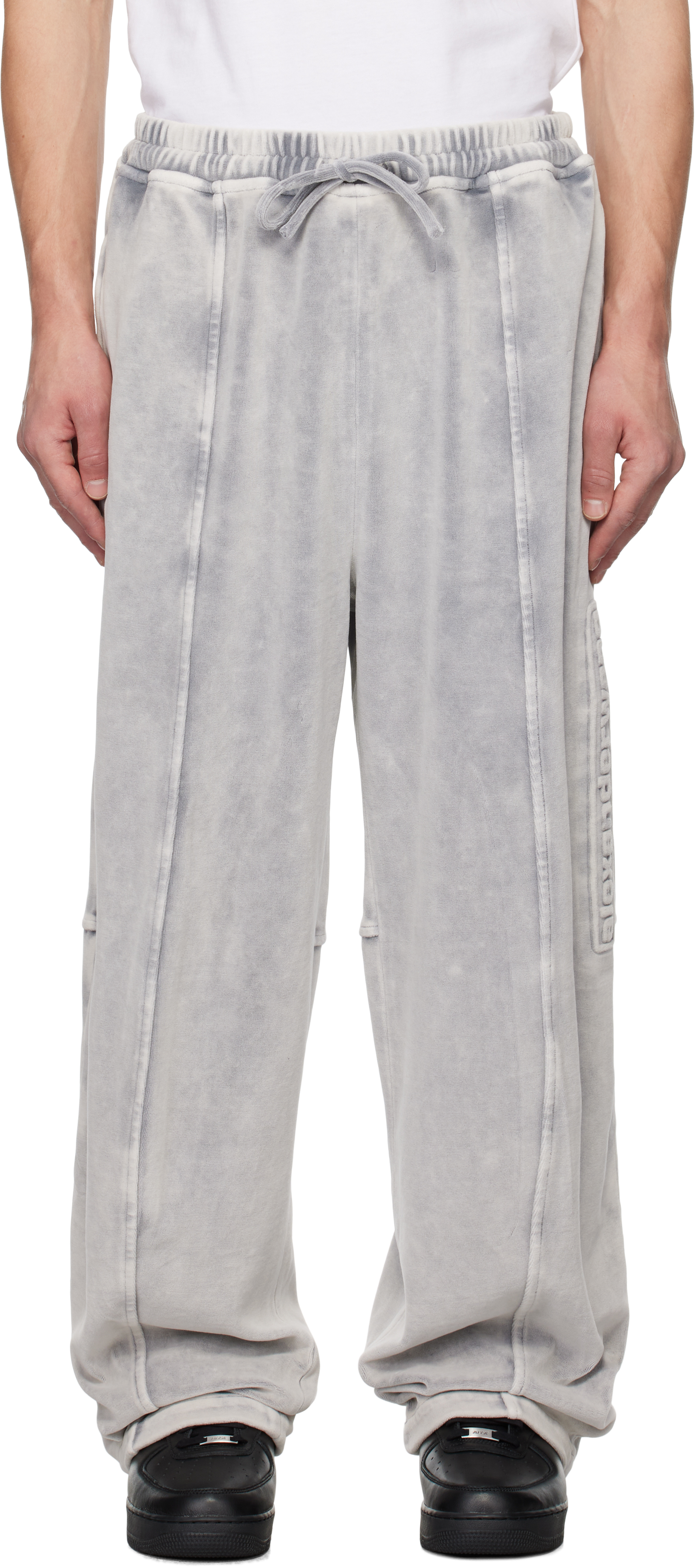 Gray Embossed Logo Sweatpants