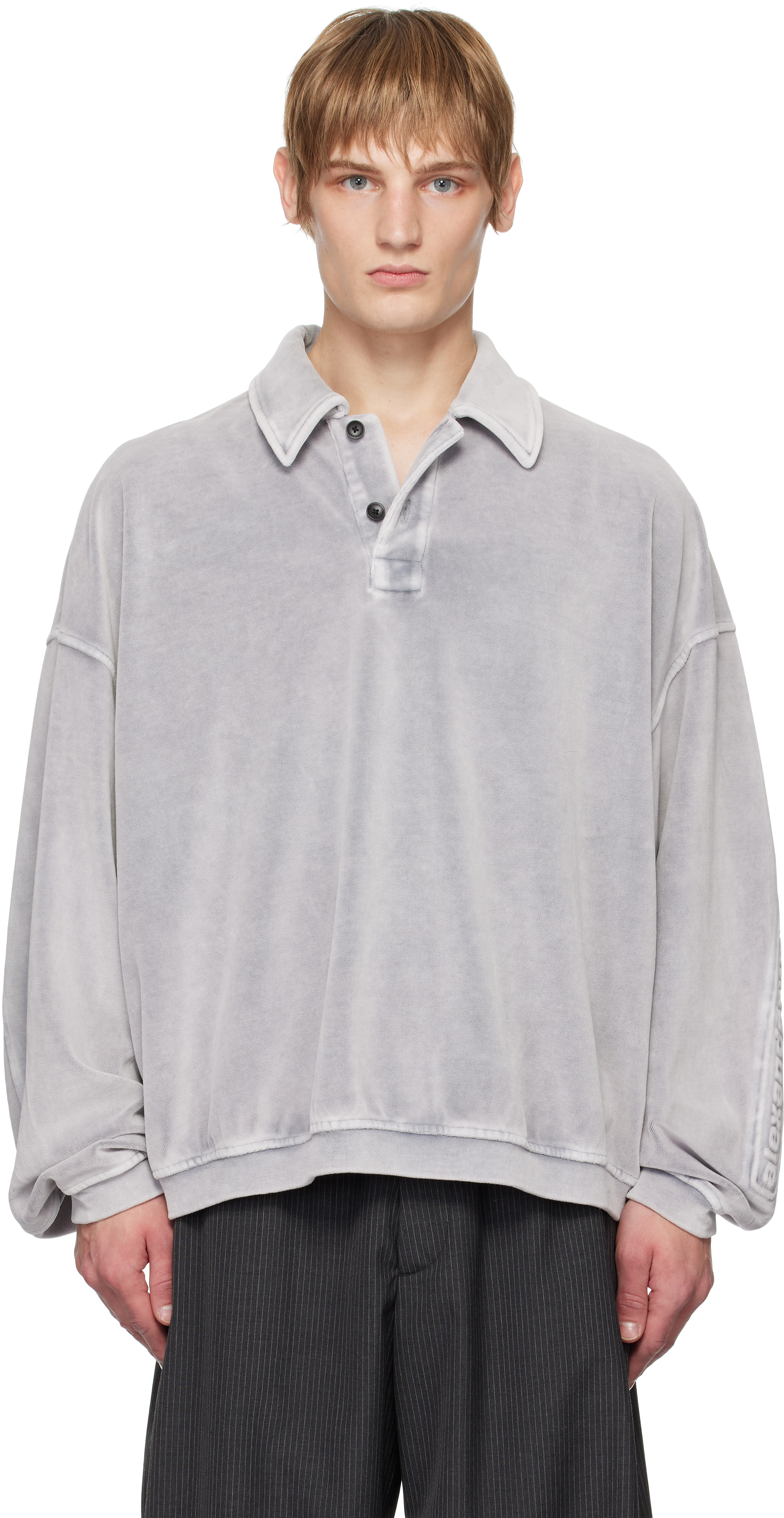 Gray Articulated Pullover Polo