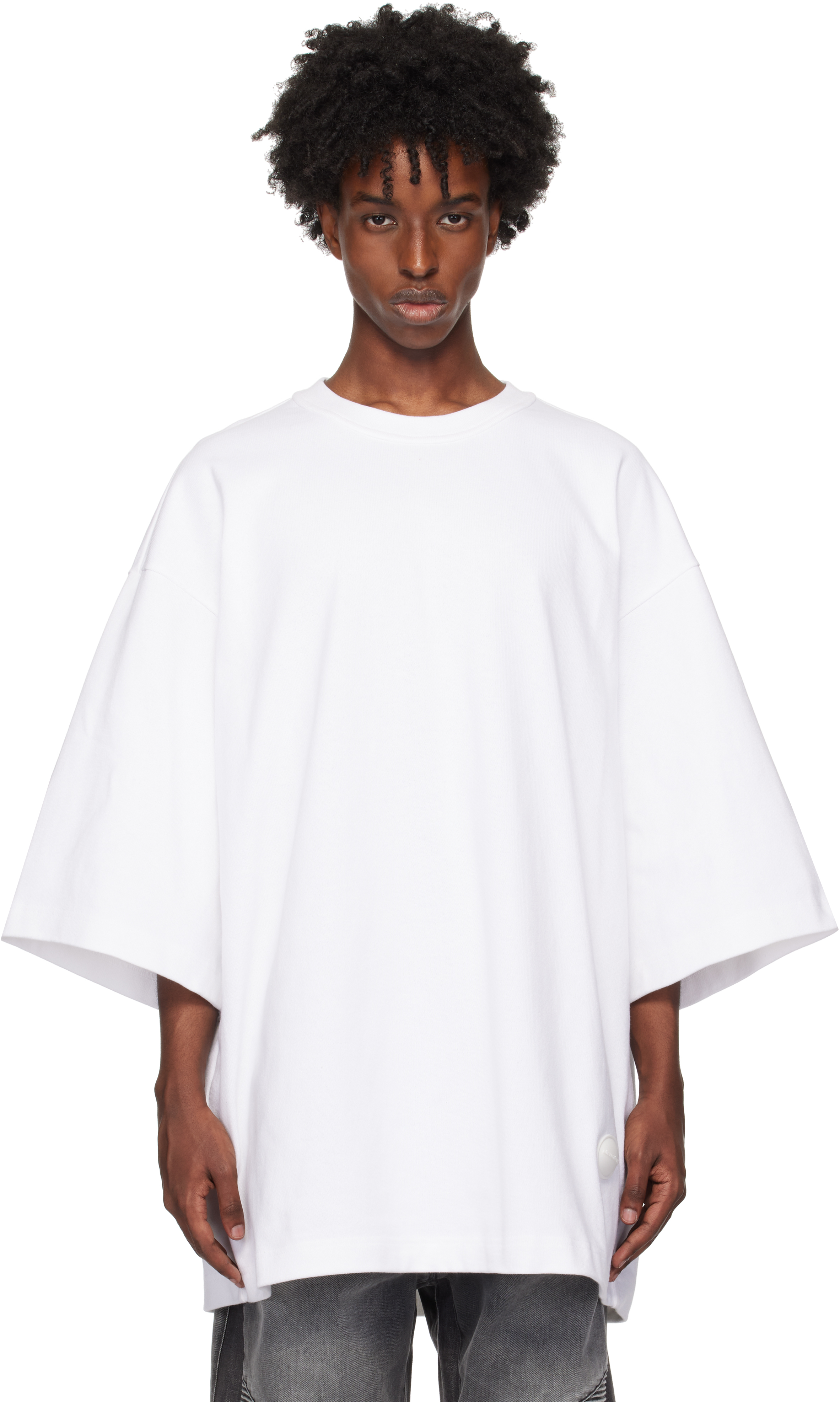 White Oversized Drop-Sleeve T-shirt