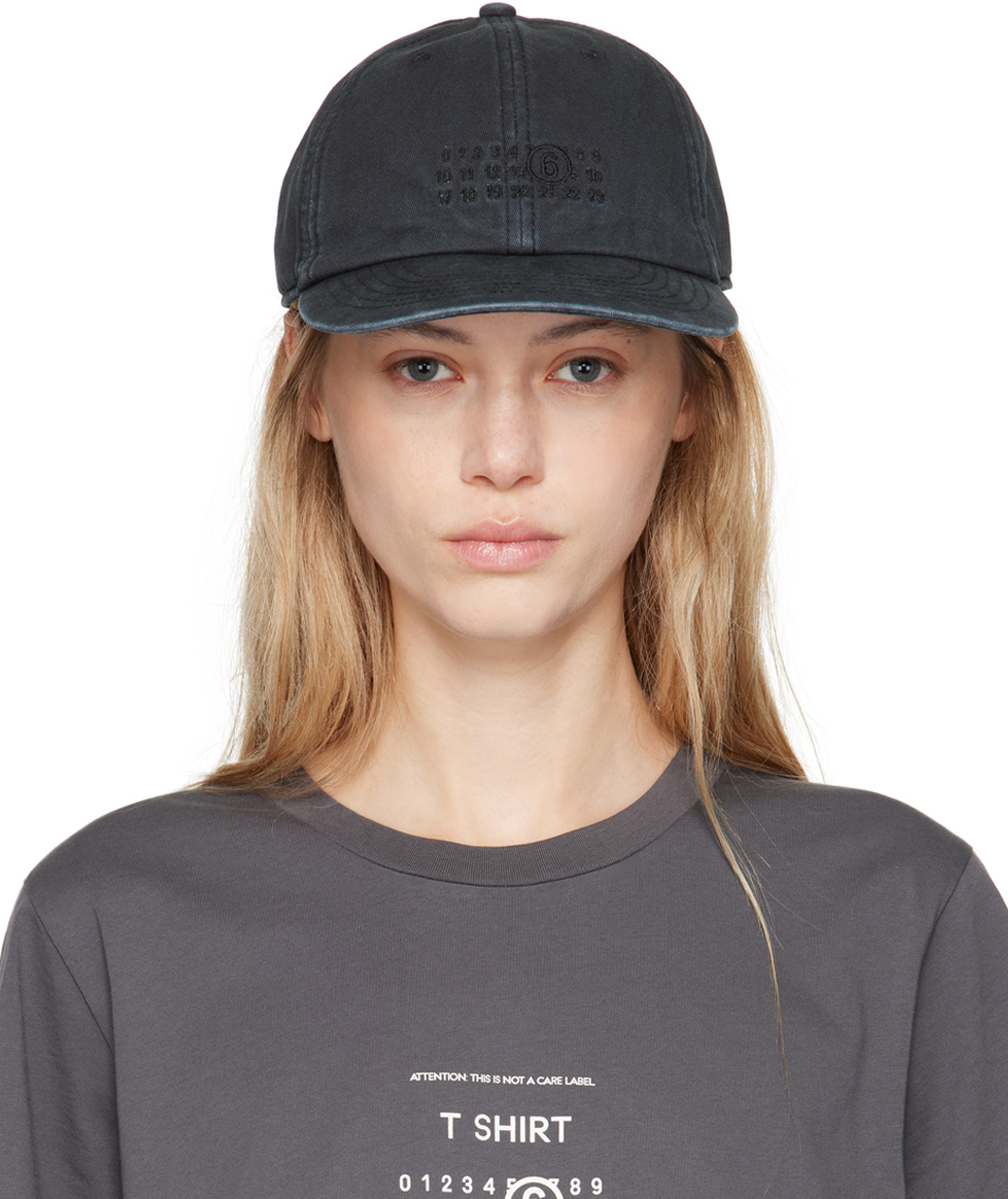 Shop Mm6 Maison Margiela Black Baseball Cap In 899 Washed Black