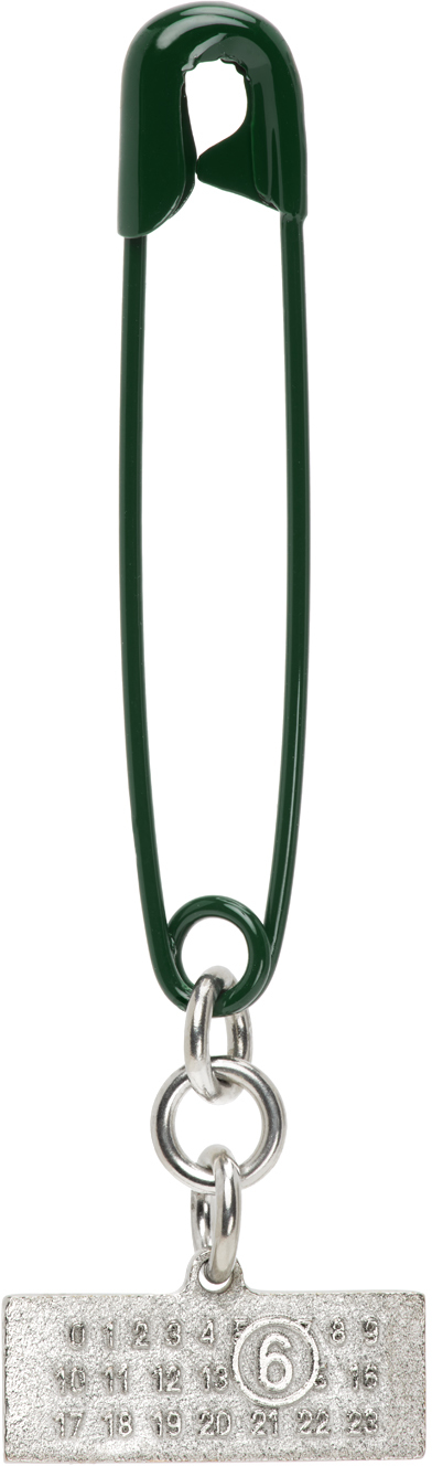 Green Safety-Pin Single Earring