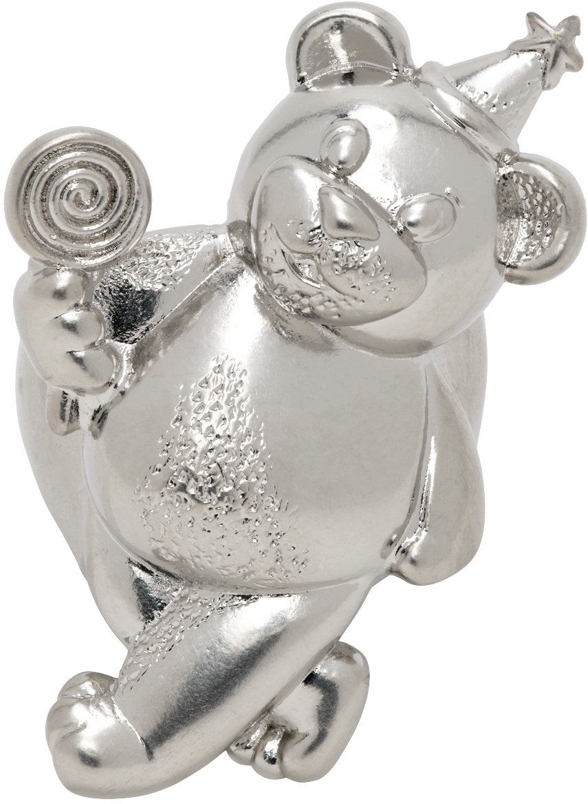 Shop Mm6 Maison Margiela Silver Party Bear Ring In 952 Palladio Buratta