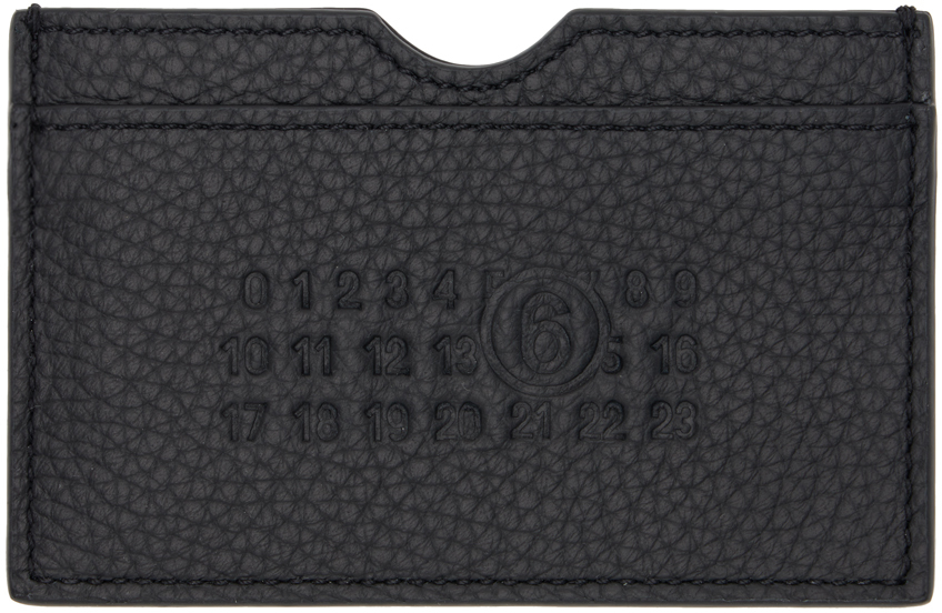 Mm6 Maison Margiela Numbers-motif Leather Card Holder In Black