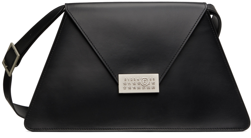 Black Soft Smooth Leather Numeric Bag