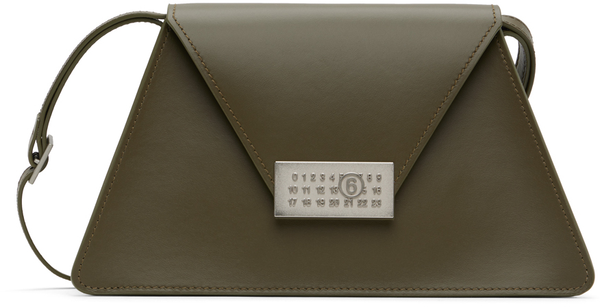 Shop Mm6 Maison Margiela Khaki Numeric Medium Bag In T7428 Dark Olive