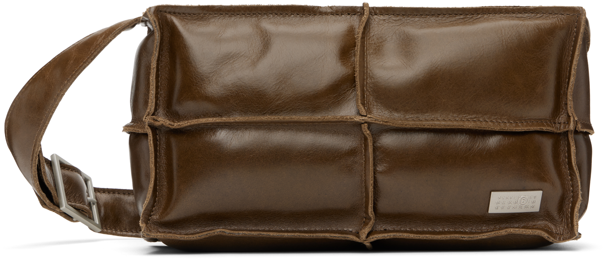 MM6 Maison Margiela: Brown Numeric Top Handle Mini Bag | SSENSE