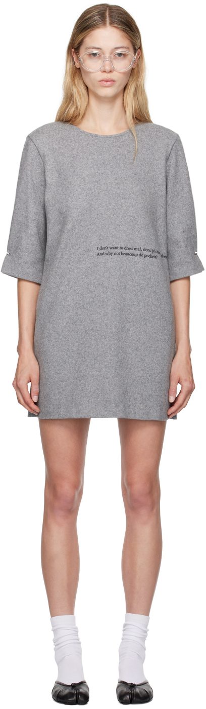 Shop Mm6 Maison Margiela Gray Wool Minidress In 856m Grey Melange