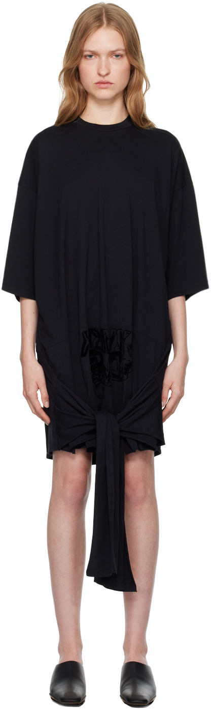 MM6 Maison Margiela Black Basic Cotton Jersey Minidress